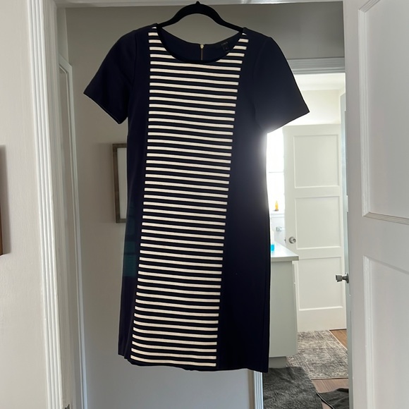 Short Sleeve Navy Dress - Cotton - Picture 1 of 3